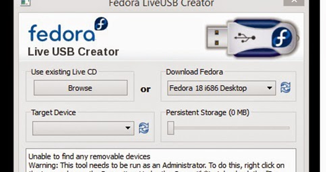 Phần mềm tạo USB Boot Fedora LiveUSB Creator