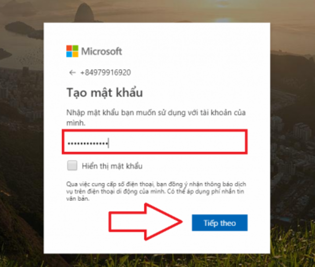 Đăng ký tài khoản Microsoft trên trang bước 2