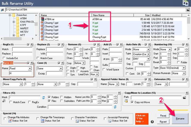 Phần mềm Bulk Rename Utility 2