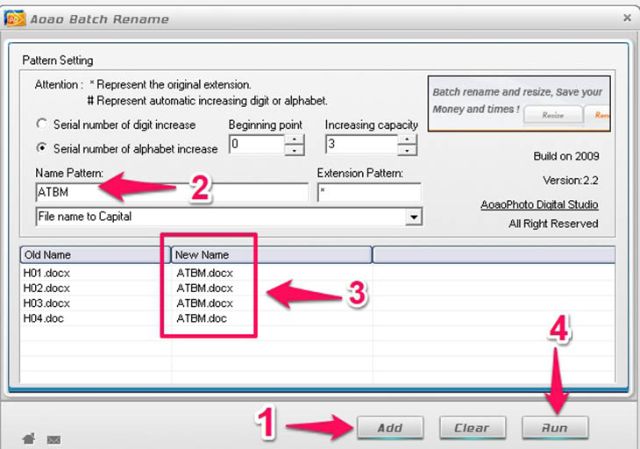 Phần mềm Aoao Batch Rename