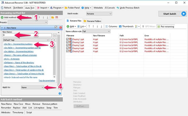 Phần mềm Advanced Renamer 2