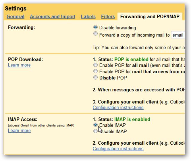 Bật IMAP trong gmail 1