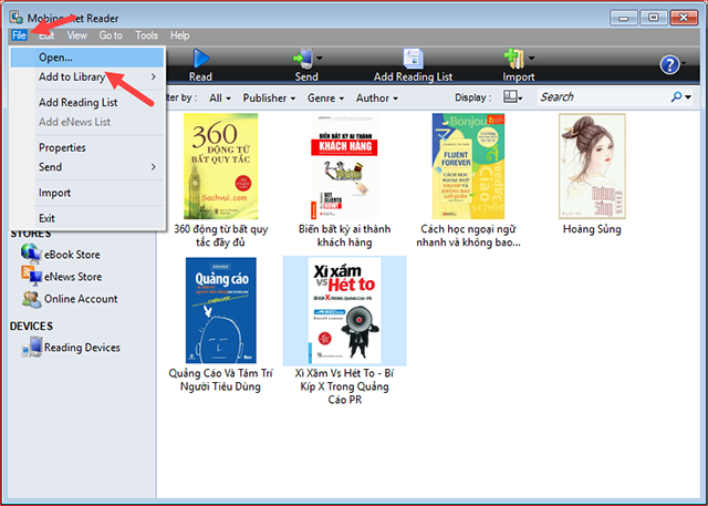 Cách dùng Mobipocket Reader Desktop