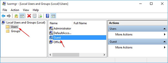 Cách tạo tài khoản khách trên win 10 thông qua Local users and Groups 3