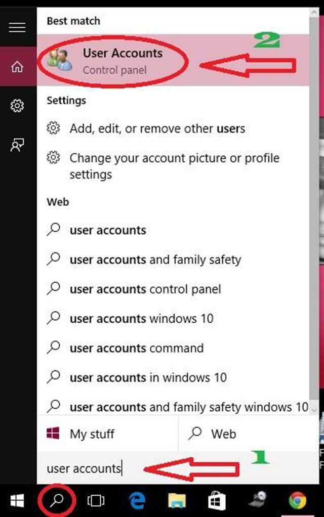 Cách tạo tài khoản khách trên Win 10 bằng User Account 1