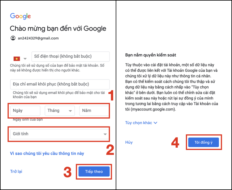 Cách tạo tài khoản Google trên máy tính bước 3