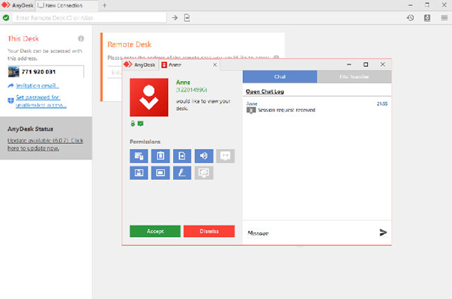 Phần mềm điều khiển máy tính từ xa AnyDesk