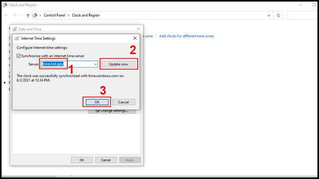 Thay đổi server Internet  Time bước 4