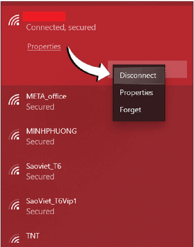 Xóa mạng Wifi