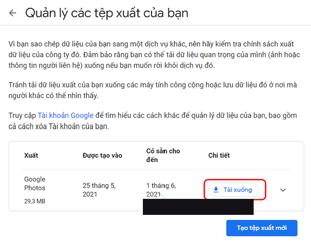 Xuất ảnh bằng Google Takeout 9