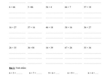 Bài tập toán lớp 2 phép cộng có nhớ