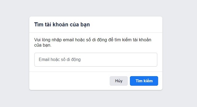 Cách lấy lại mật khẩu Facebook bằng Username 1