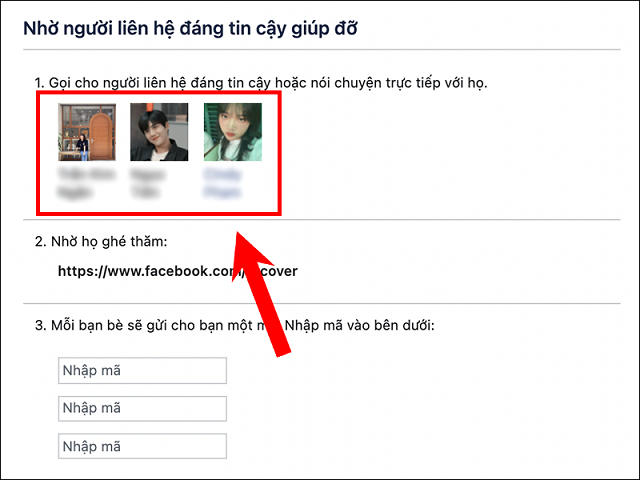 Cách lấy lại Facebook không cần mã xác nhận qua bạn bè 5