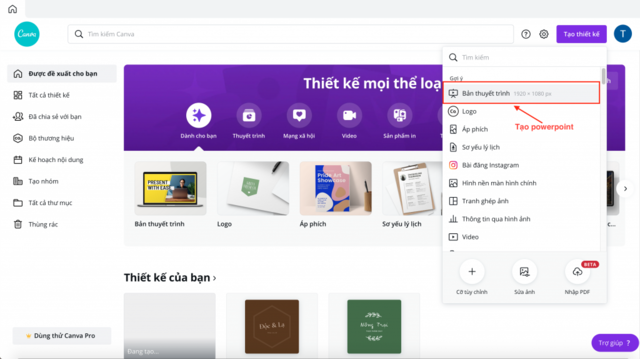 Cách dùng ứng dụng Canva làm powerpoint 1