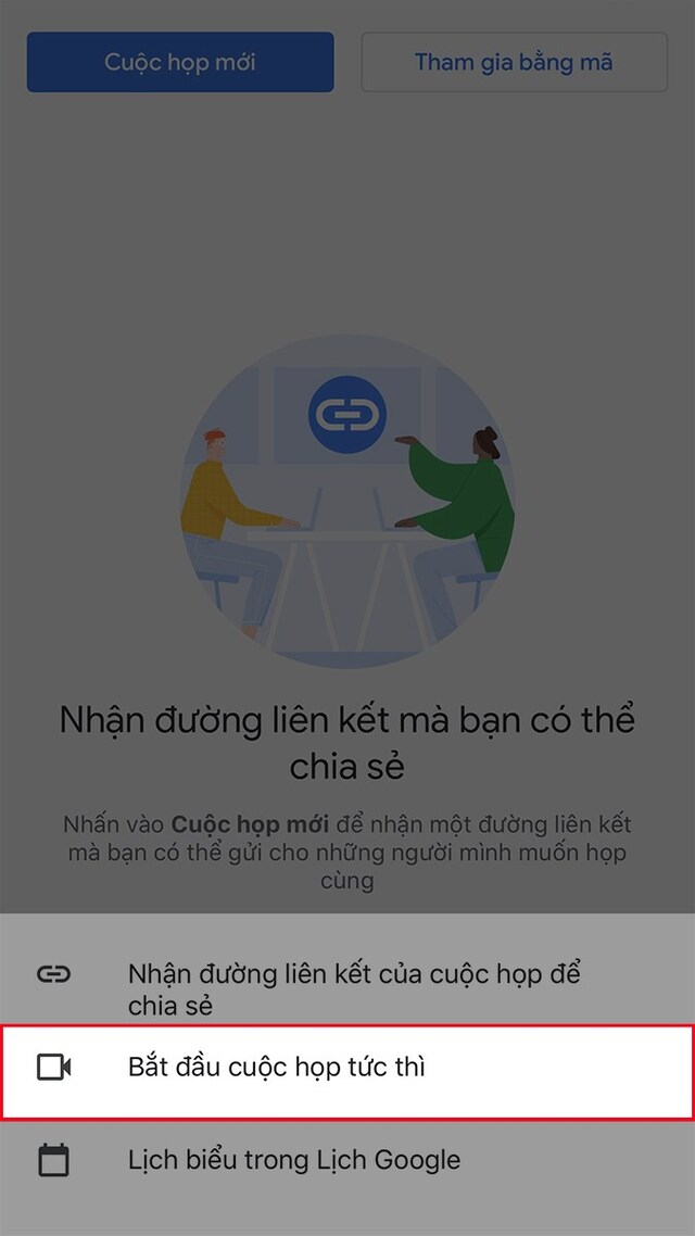 Cách tạo cuộc họp Google Meet bằng điện thoại 2