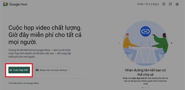 Cách tạo cuộc họp trên Google Meet bằng máy tính 2