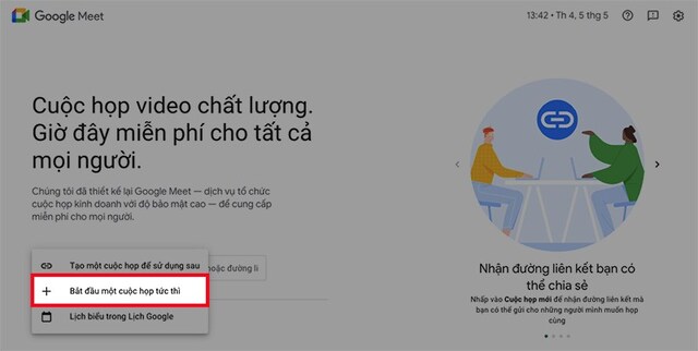 Cách tạo cuộc họp trên Google Meet bằng máy tính 3