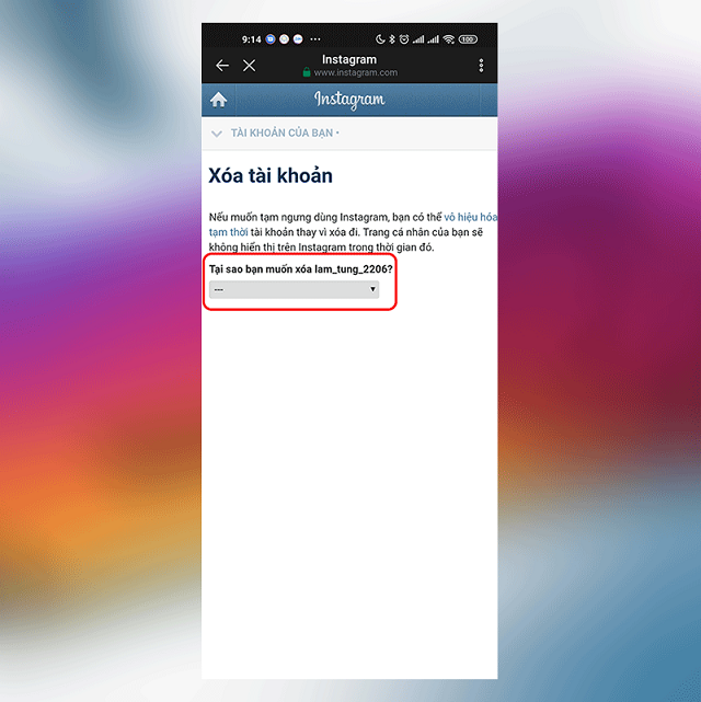 Cách xóa tài khoản Instagram 2