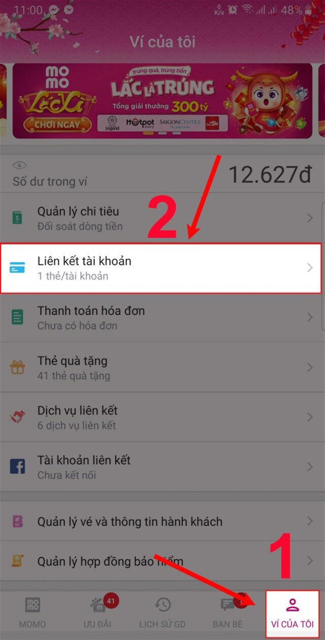 Cách xoá tài khoản ngân hàng đã liên kết với Momo 1