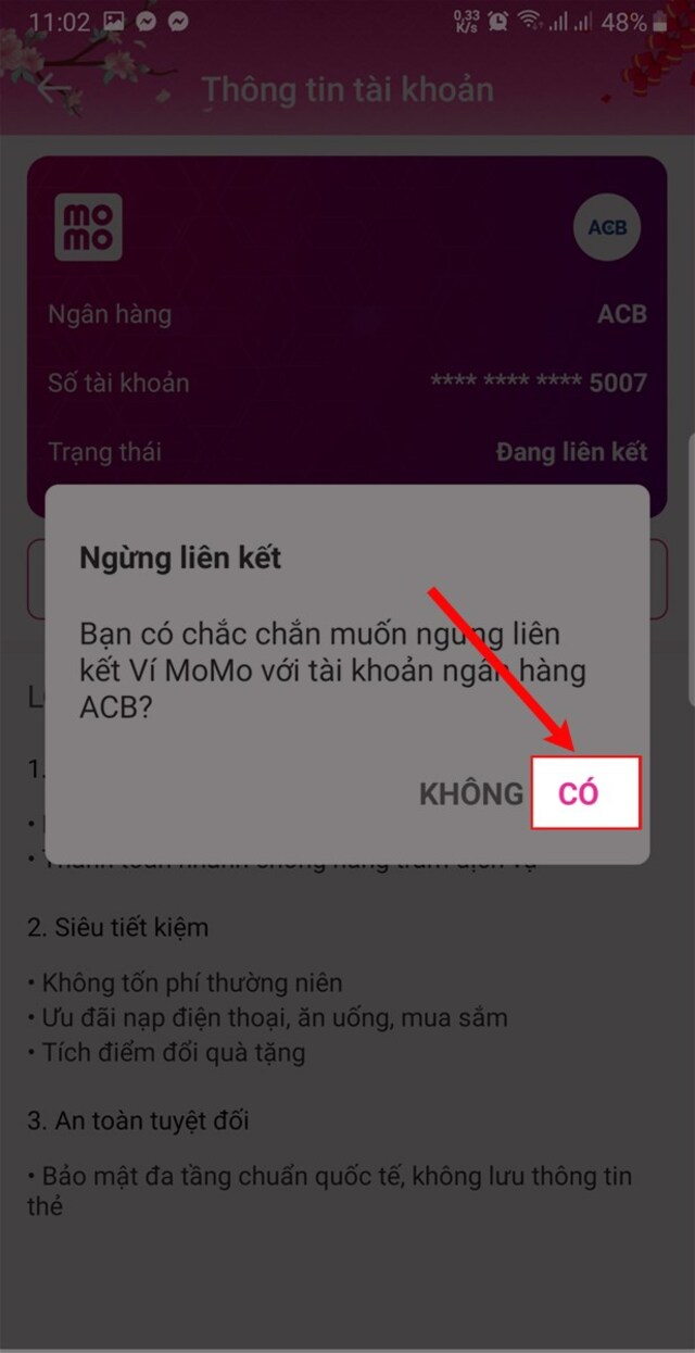 Cách xoá tài khoản ngân hàng đã liên kết với Momo 4