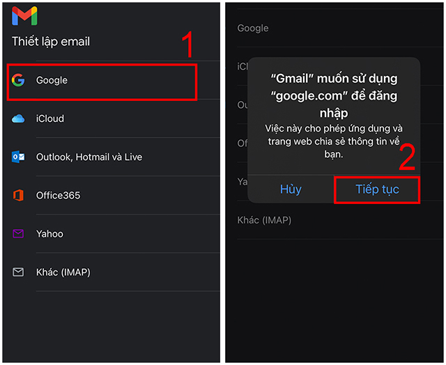 Cách đăng nhập email trên điện thoại 2