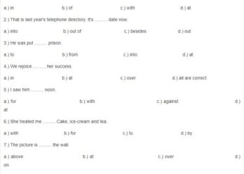 bài tập giới từ 1