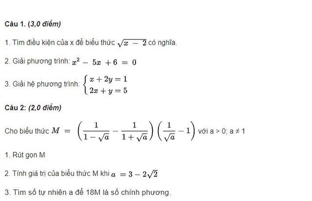 Đề thi tuyển sinh lớp 10 môn Toán đề 1-1