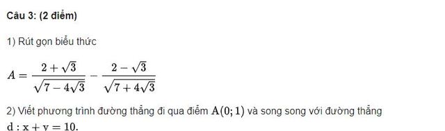 Đề thi tuyển sinh lớp 10 môn Toán đề 3-2