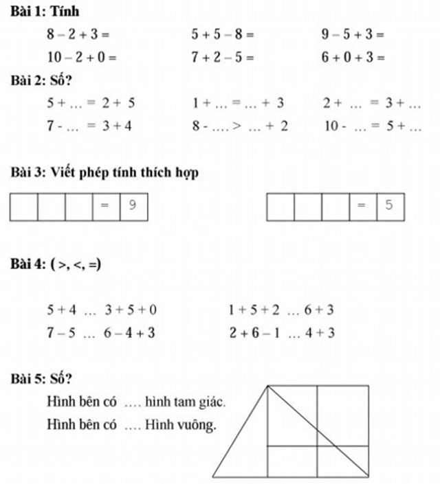 toán lớp 1 nâng cao 2