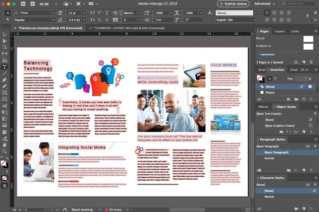 Các tính năng nổi bật của Adobe InDesign CC 2019